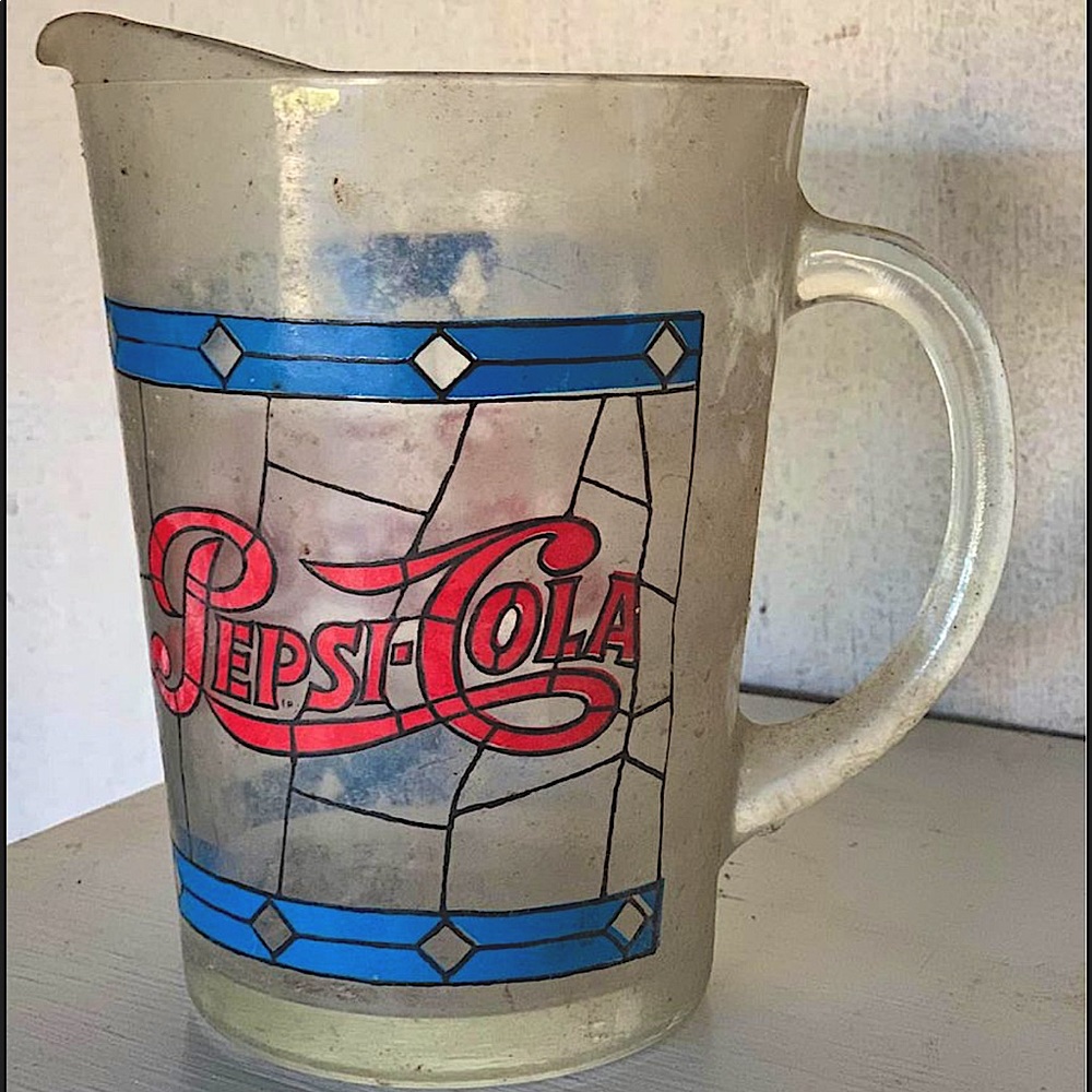 Antique Pepsi-Cola Stained Glass Pitcher